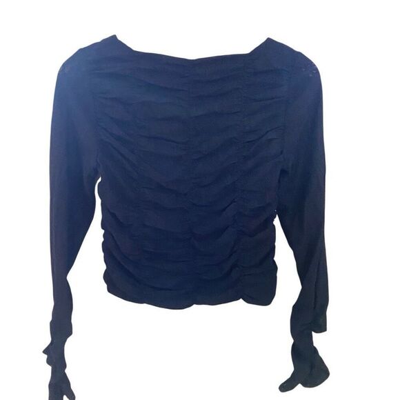 Good American Animal Mesh Top – Size 2 – Black Long Sleeve Cropped Blouse – NWT - Picture 5 of 6